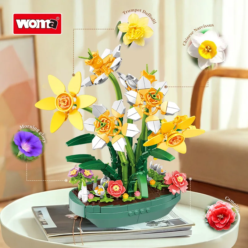 Plant Parent Pot - Friends Simulated Daffodil Building Blocks Preserved