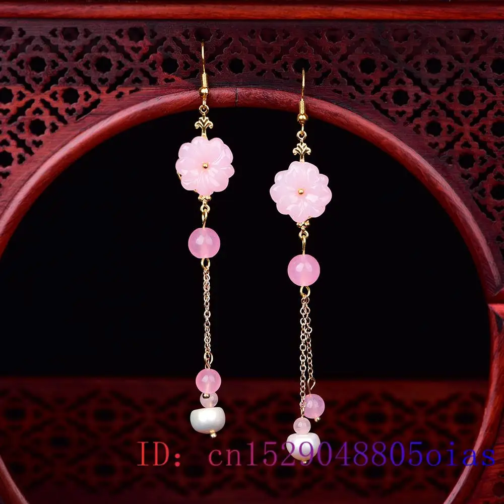 Pink Jade Flower Earrings Chal - Plant Parent Gifts recension och pris
