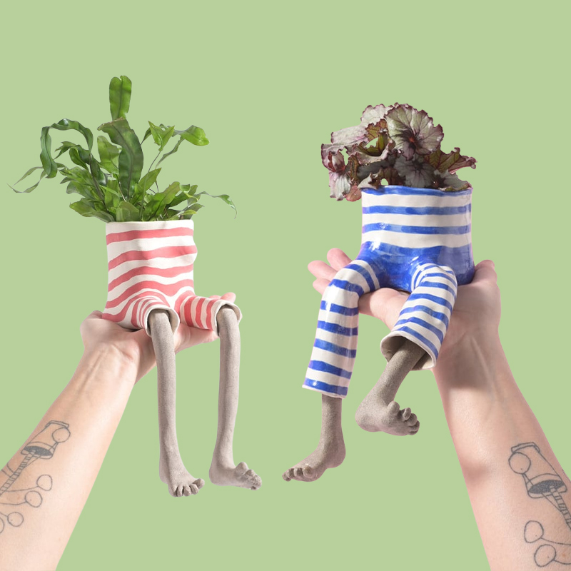 1Pcs Novelty Sitting Legs Cera - Plant Parent Pot recension och pris