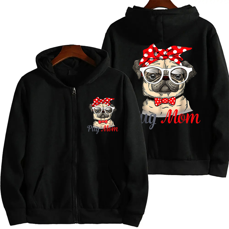 Funny Pug Mom Print Zipper Hoo - Plant Parent Hoodie recension och pris